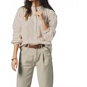 NEW THE SHIRT confetti stitch tieghan shirt in beige
